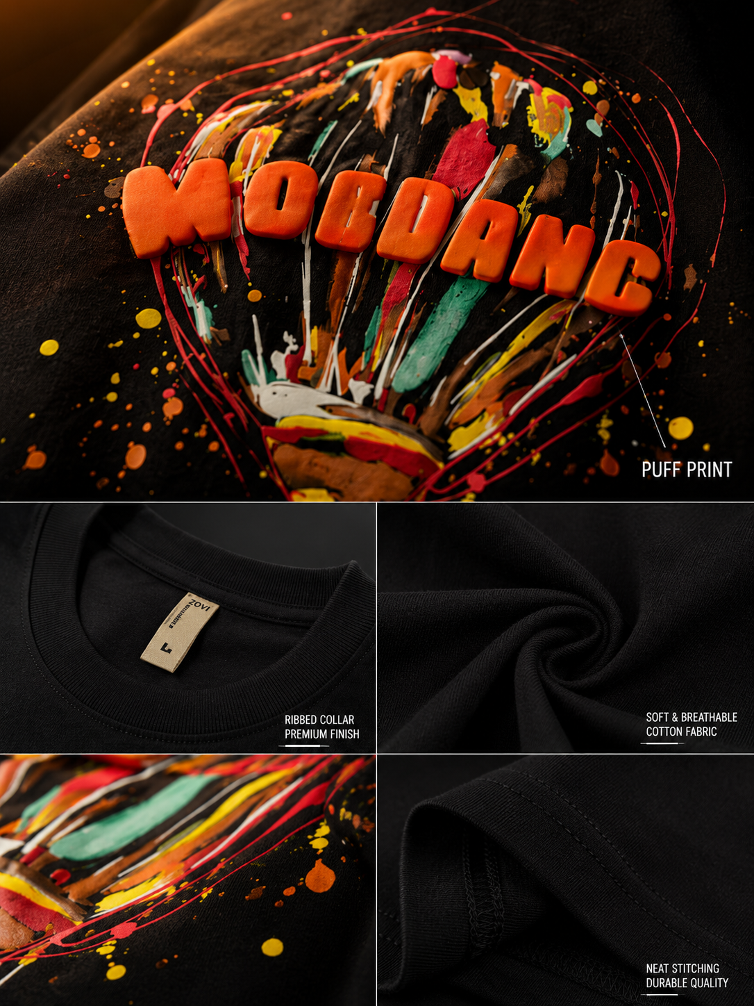 Colour Flight Black Regular Fit T-Shirt