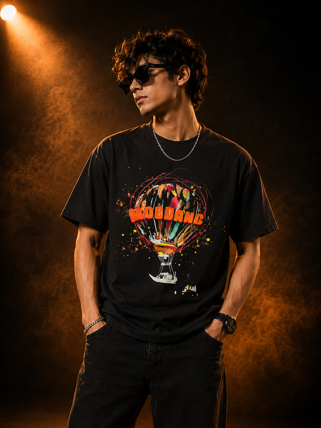 Colour Flight Black Regular Fit T-Shirt