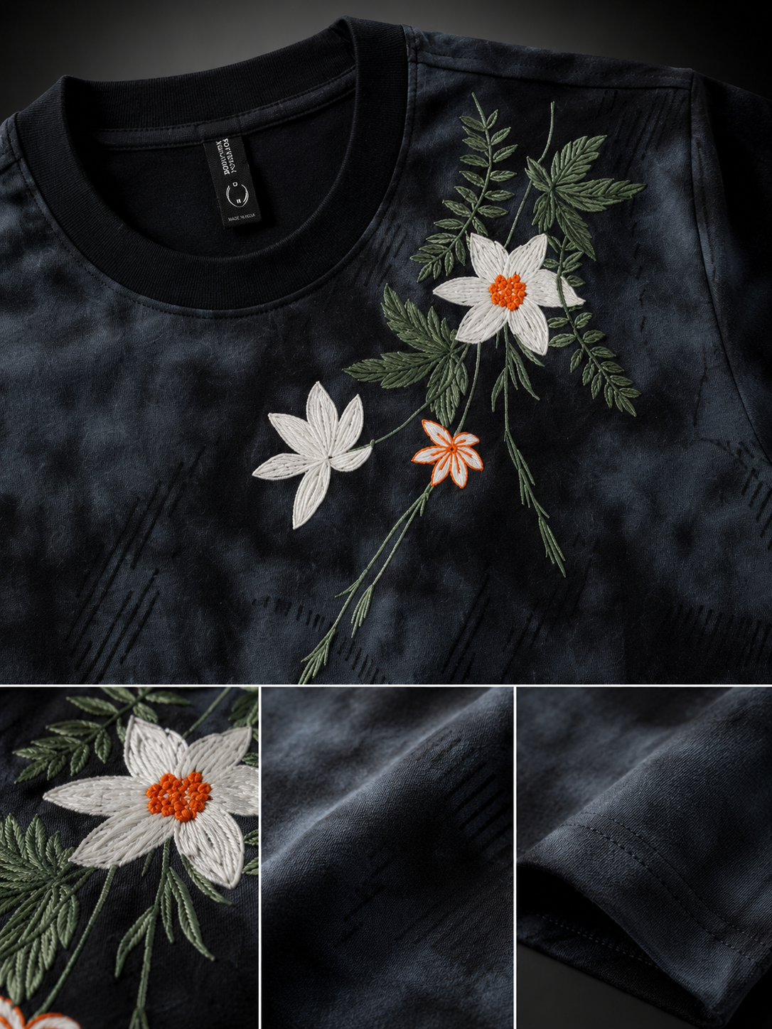 Midnight Bloom Black Oversized T-Shirt