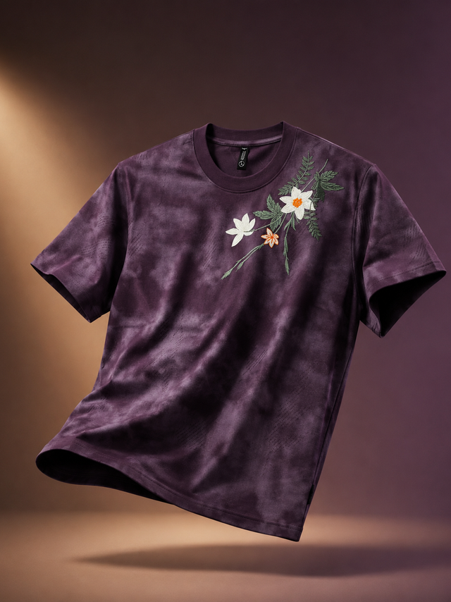 Midnight Bloom Purple Oversized T-Shirt