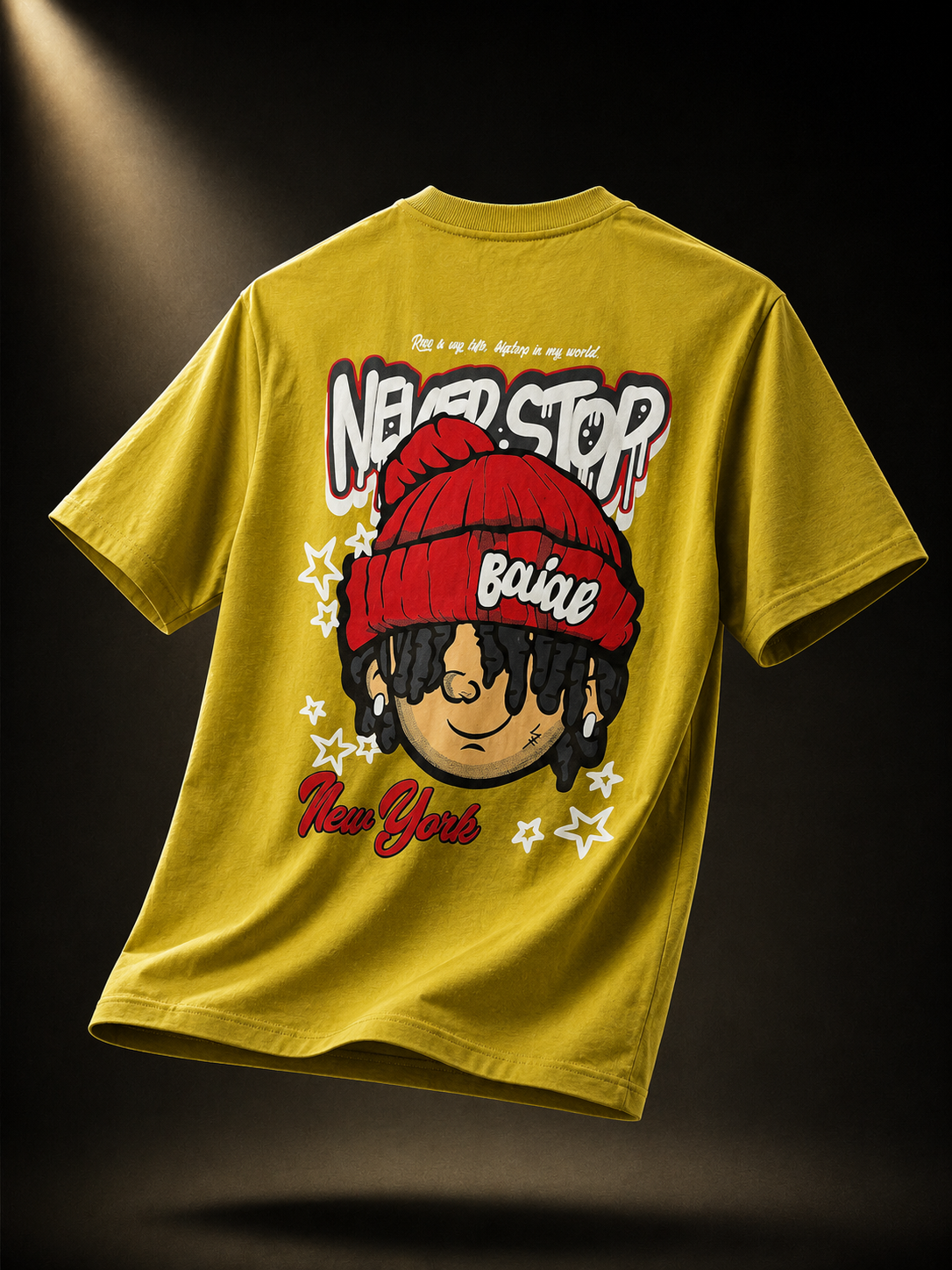 Never Stop Yellow Down Shoulder T-Shirt