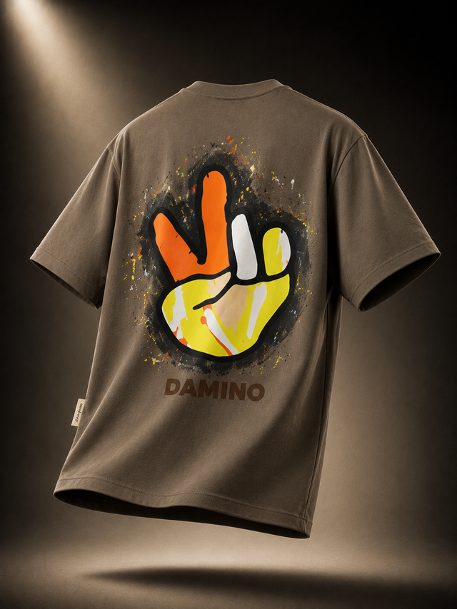 Damino Peace Brown Oversized T-Shirt