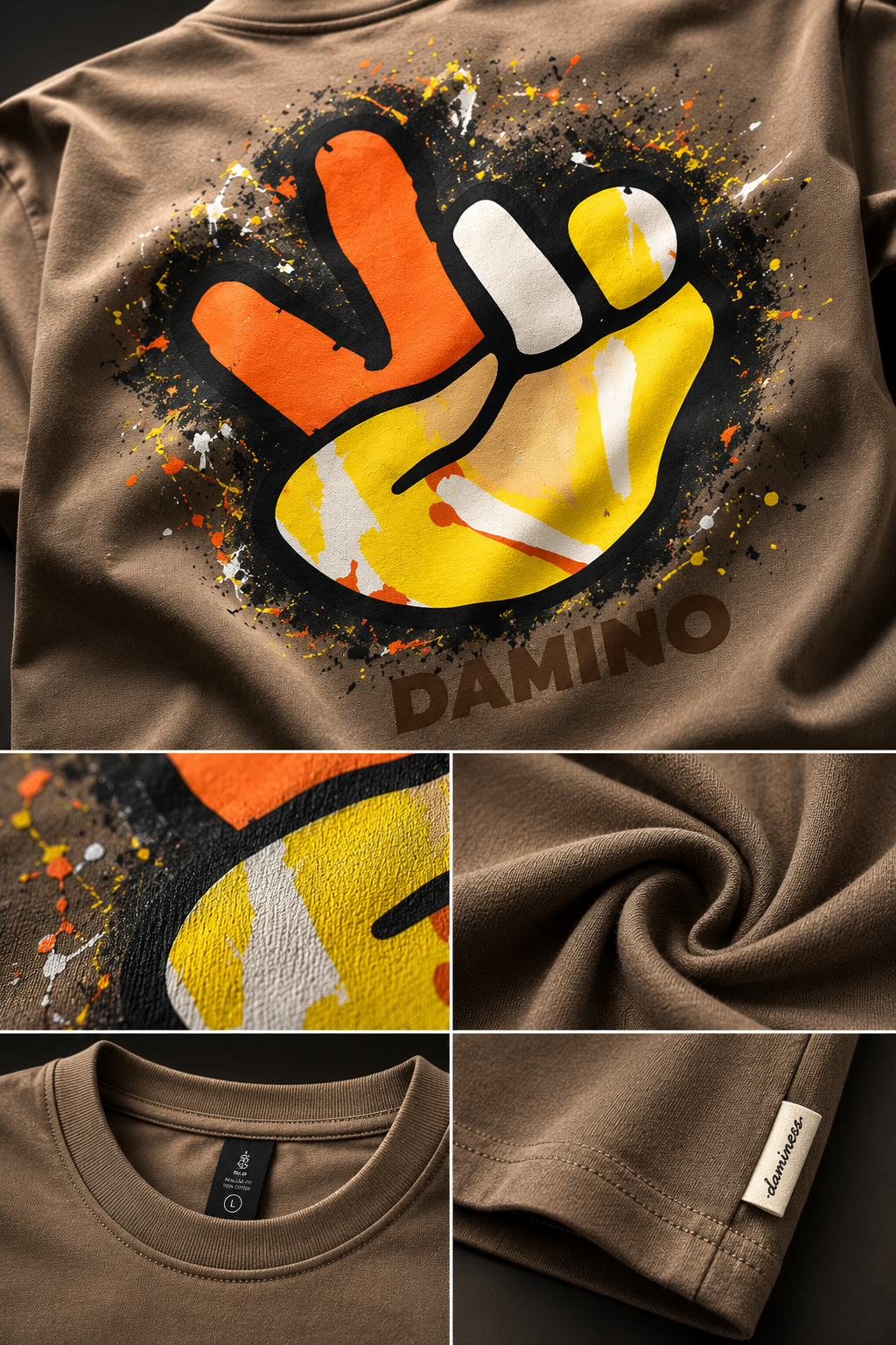Damino Peace Brown Oversized T-Shirt