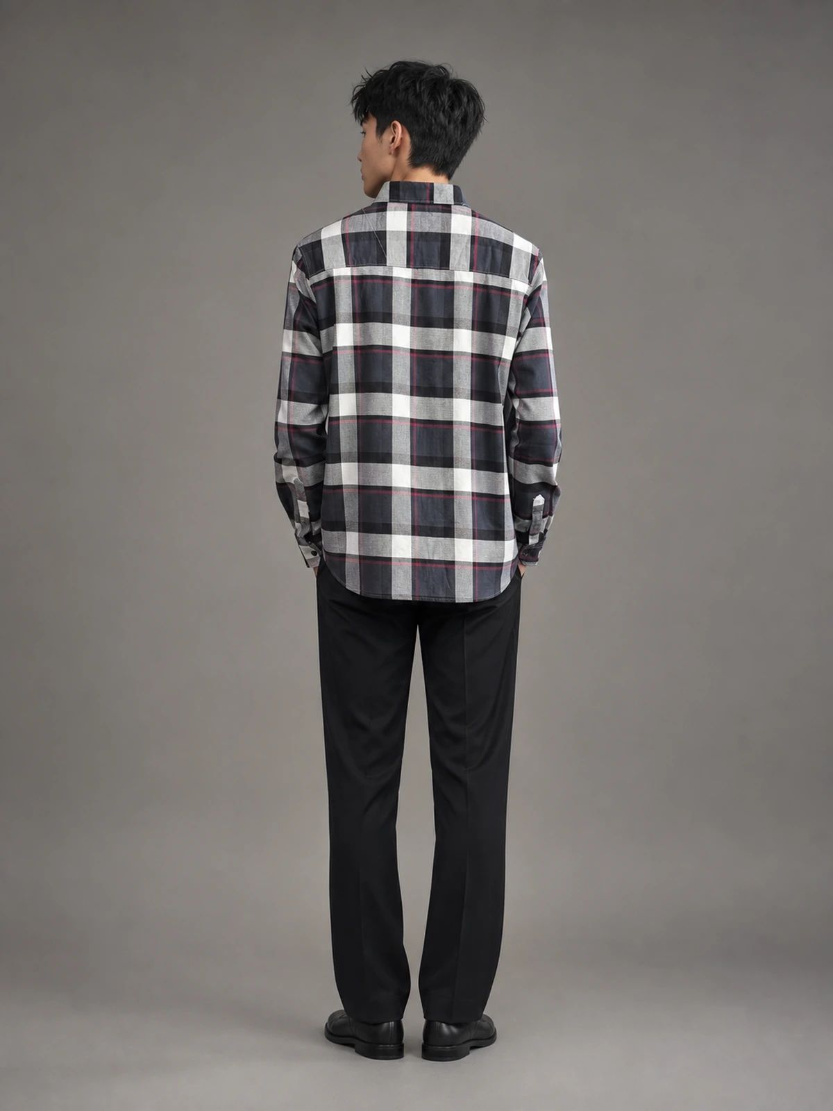 LFOUR37 Midnight Black Regular-Fit Check Shirt