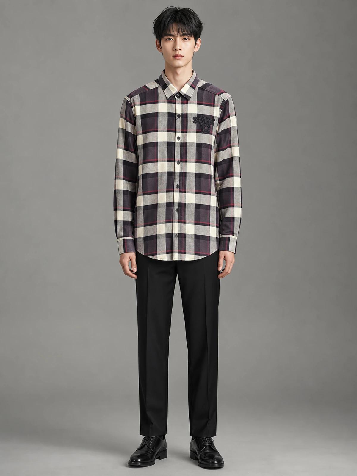 Warm Cream Regular-Fit Check Shirt
