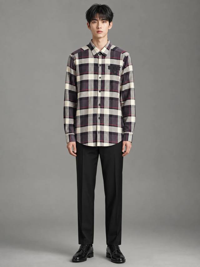 Warm Cream Regular-Fit Check Shirt