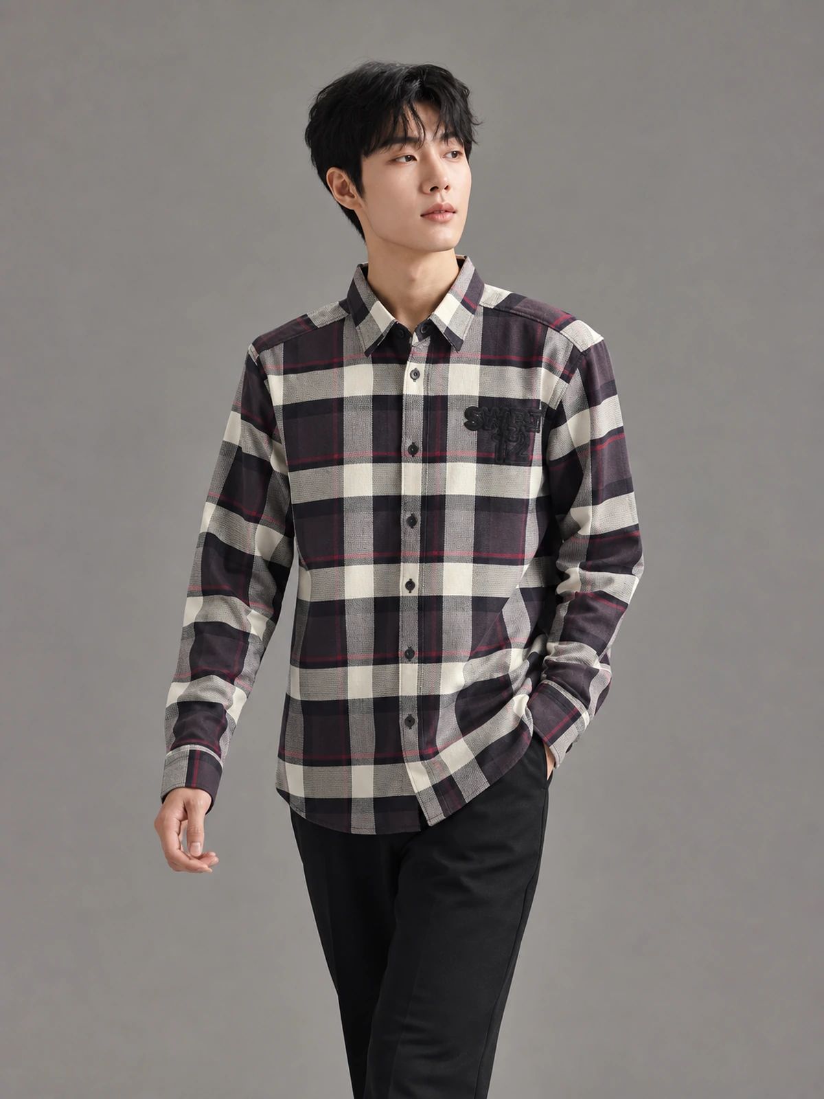Warm Cream Regular-Fit Check Shirt