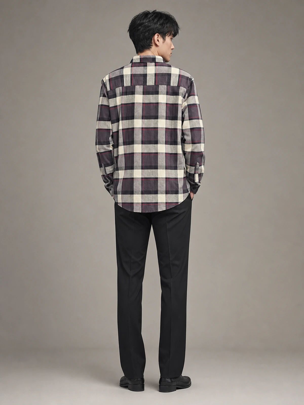 Warm Cream Regular-Fit Check Shirt
