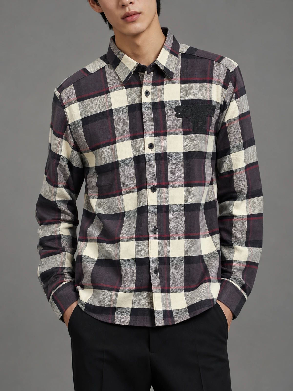 Warm Cream Regular-Fit Check Shirt