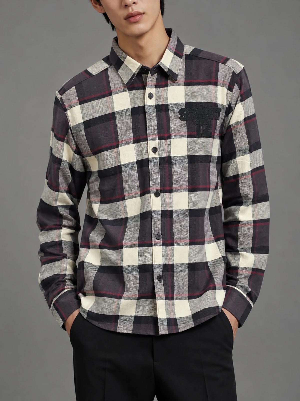 Warm Cream Regular-Fit Check Shirt