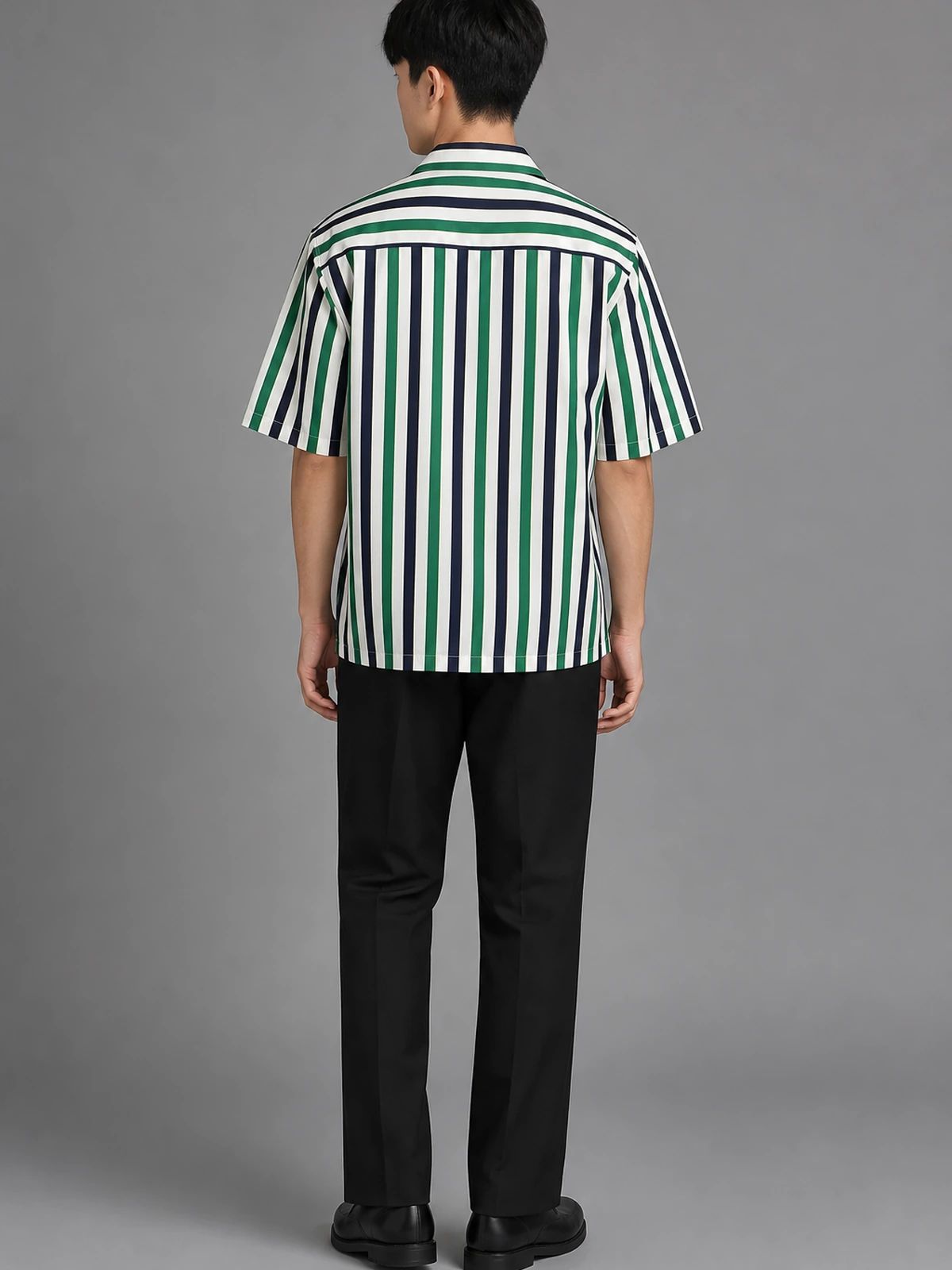 Green & Ocean Blue Boxy-Fit Stripe Shirt
