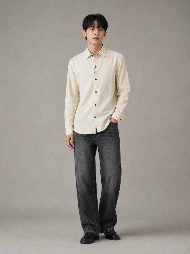 Warm Cream Classic Full-Sleeve Shirt