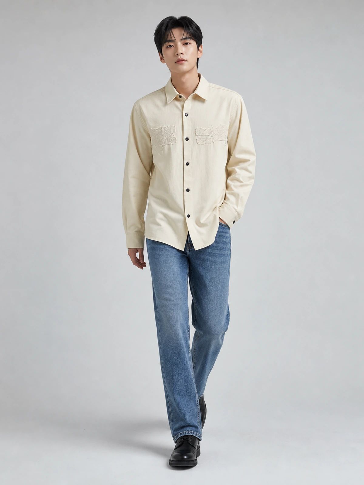 Warm Cream Classic Full-Sleeve Shirt