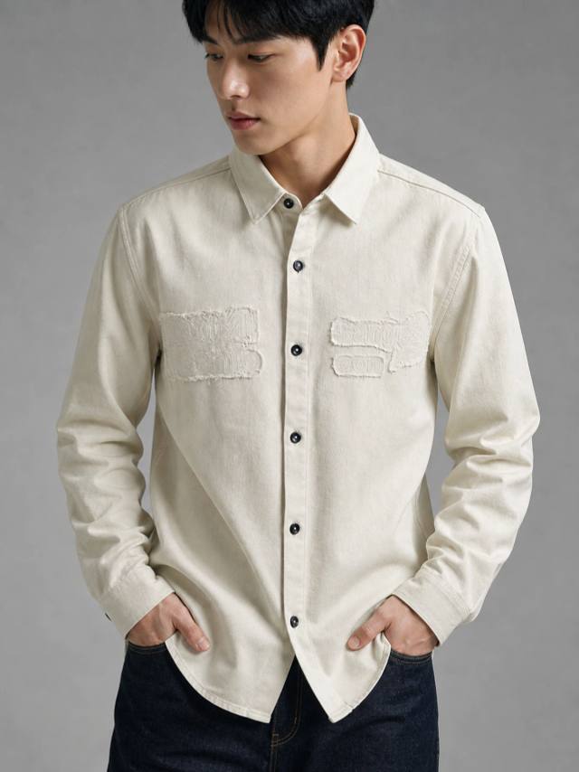 Warm Cream Classic Full-Sleeve Shirt