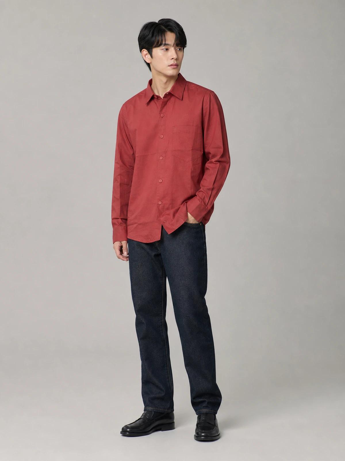 Earth Brown Cotton Essential Shirt