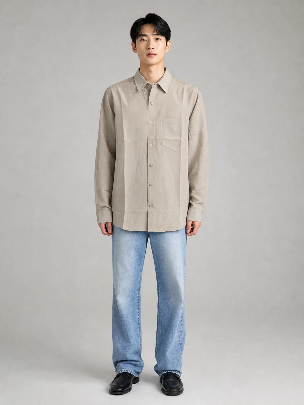 Sand Khaki Cotton Essential Shirt