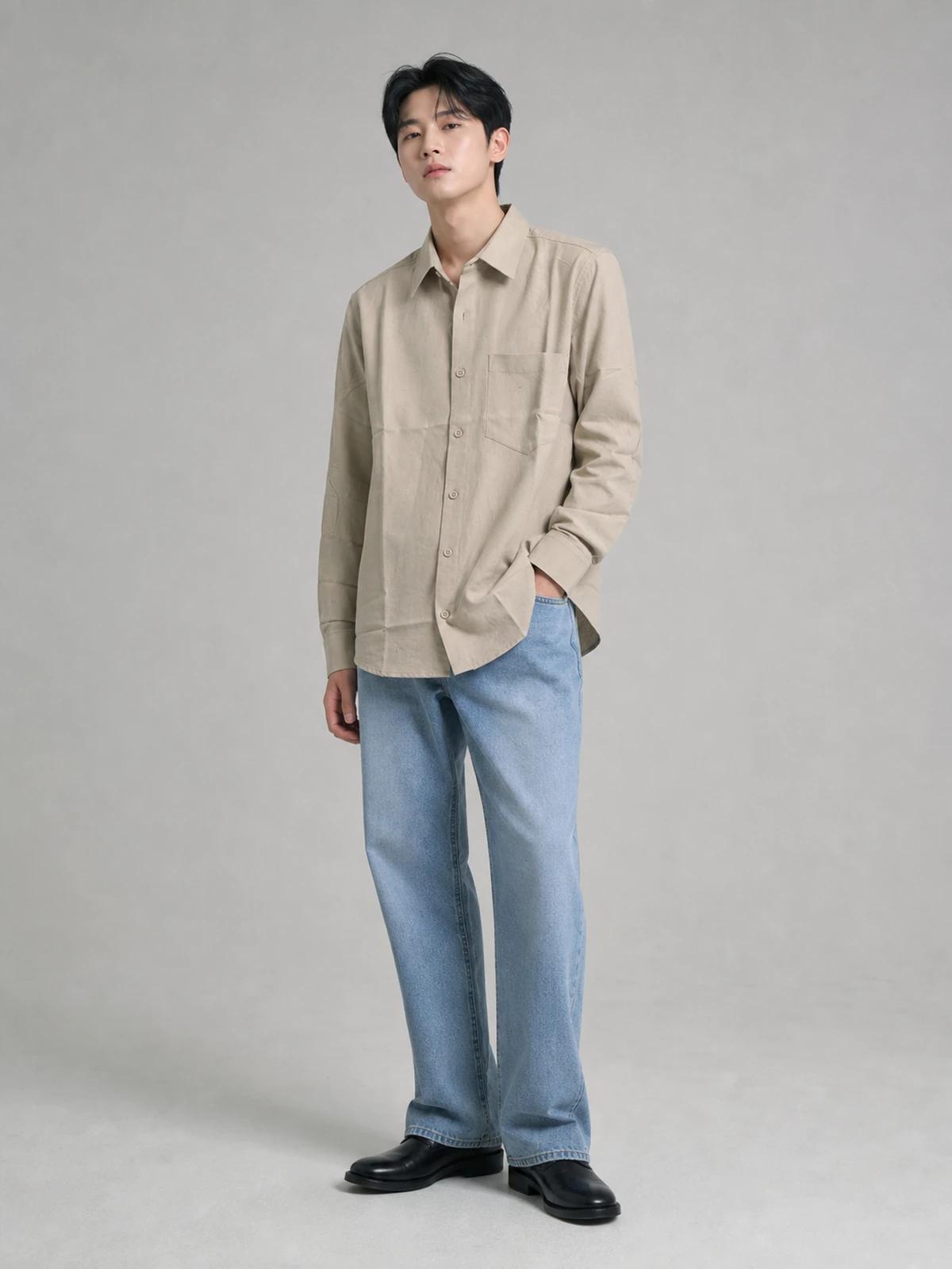 Sand Khaki Cotton Essential Shirt