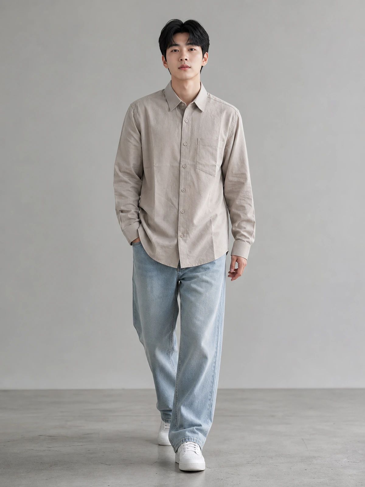 Sand Khaki Cotton Essential Shirt