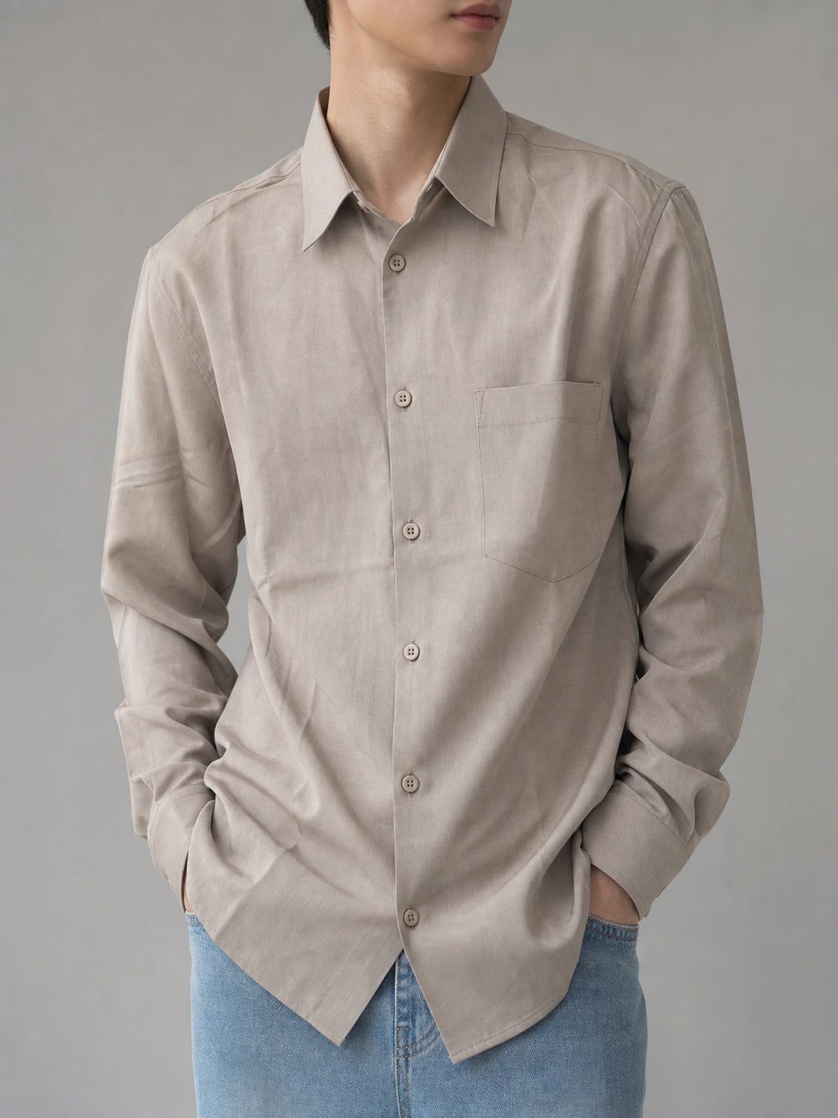 Sand Khaki Cotton Essential Shirt