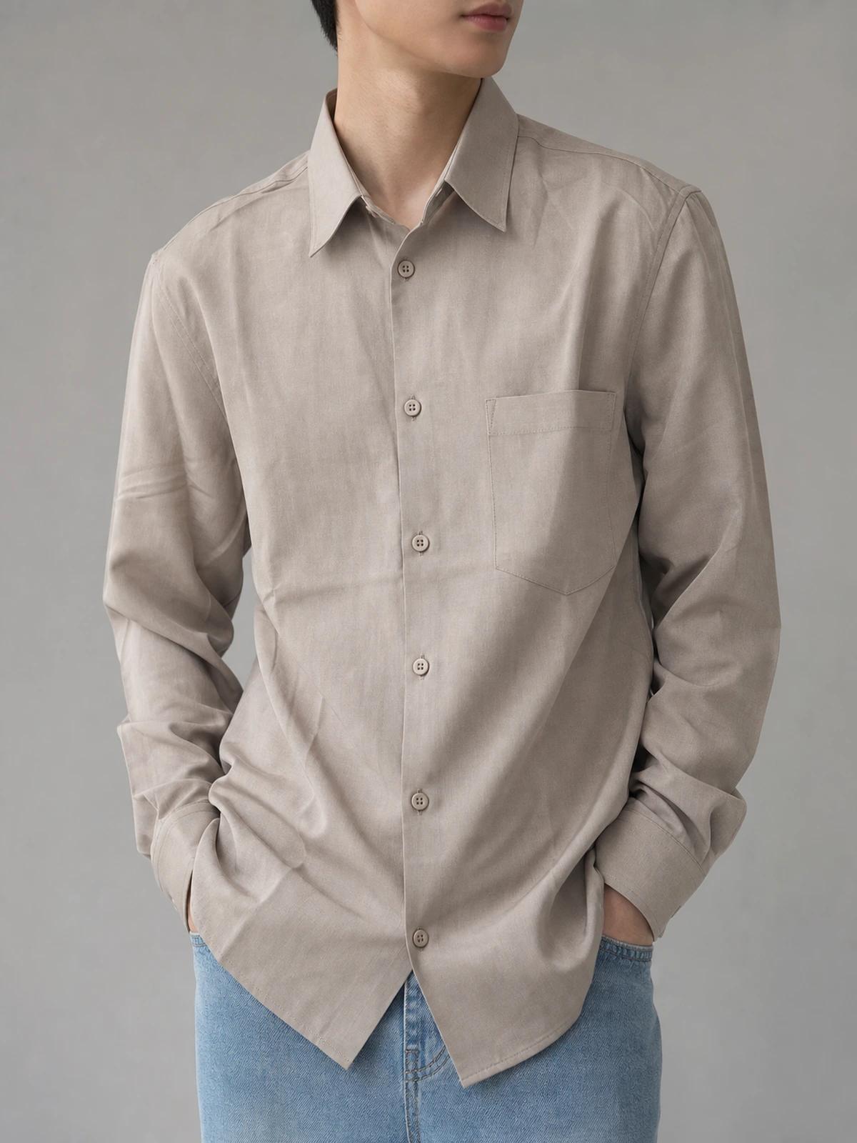 Sand Khaki Cotton Essential Shirt