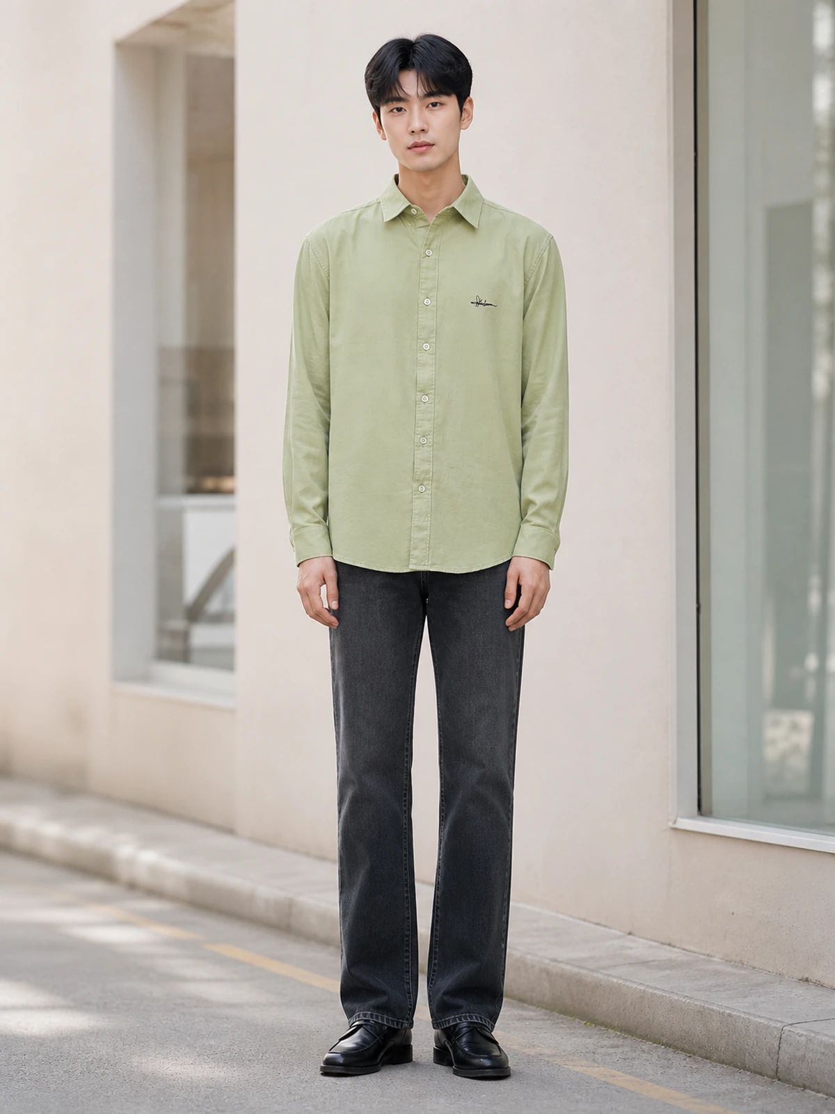 Light Sage Green Linen Essential Shirt