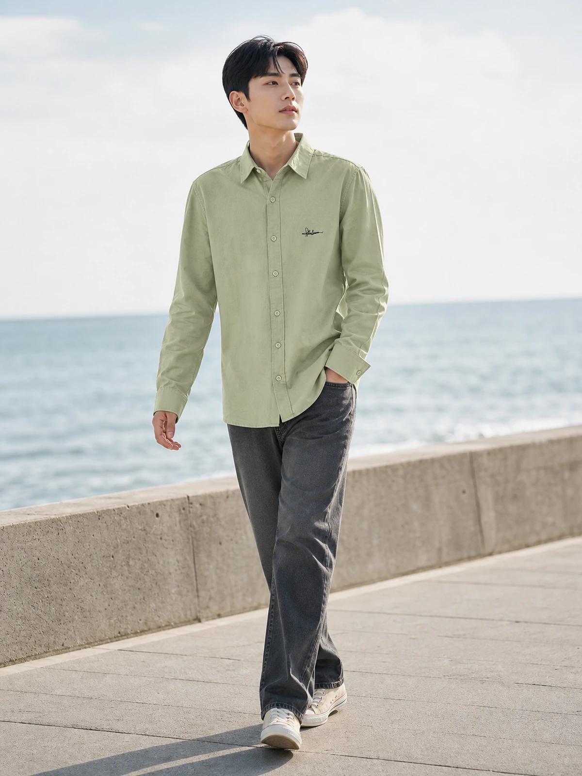 Light Sage Green Linen Essential Shirt