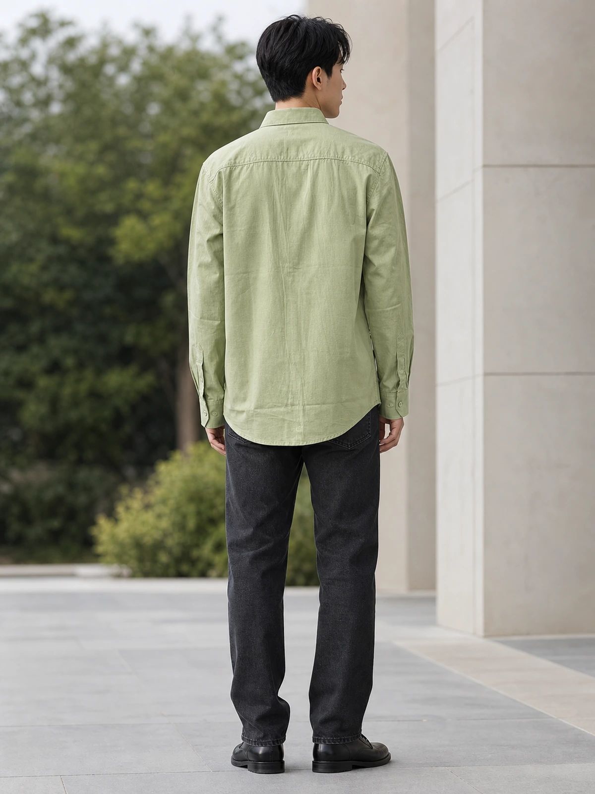 Light Sage Green Linen Essential Shirt