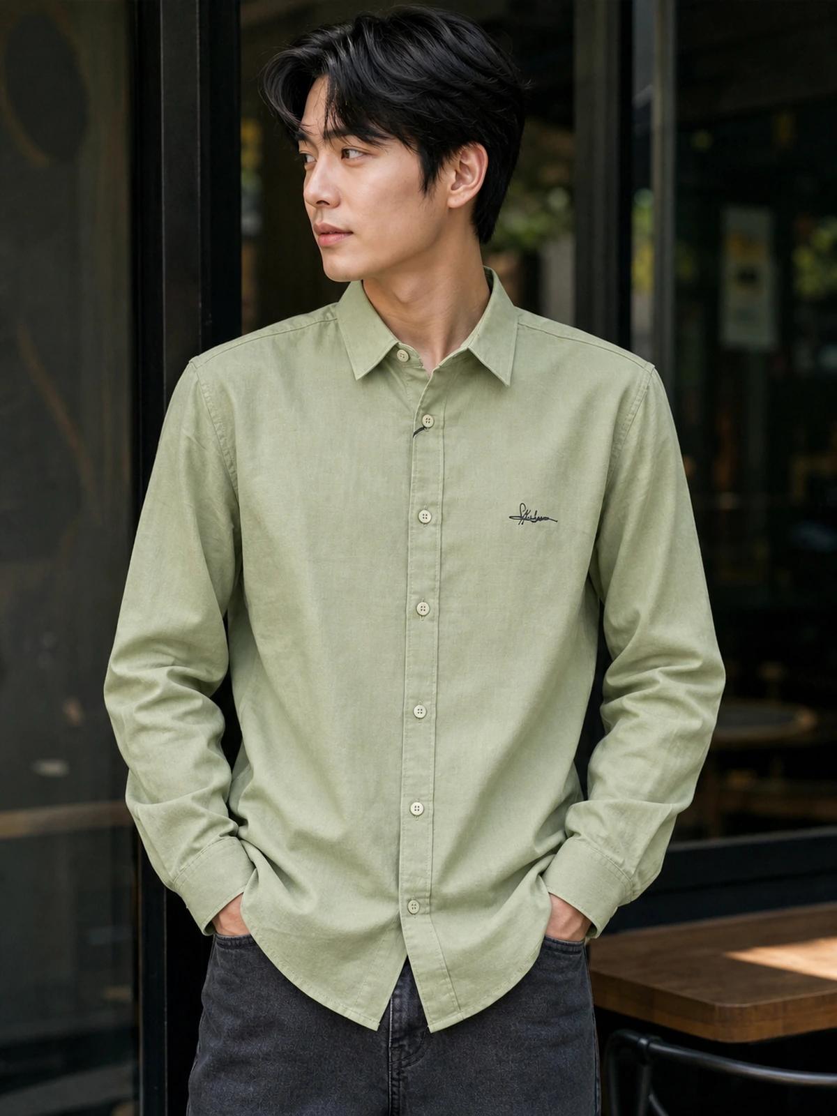 Light Sage Green Linen Essential Shirt