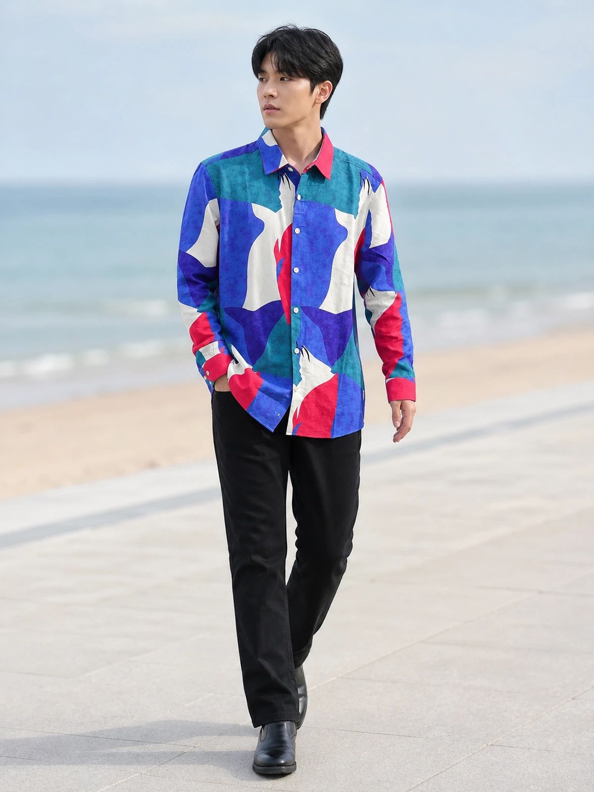 Blue & Red Statement Printed Shirt