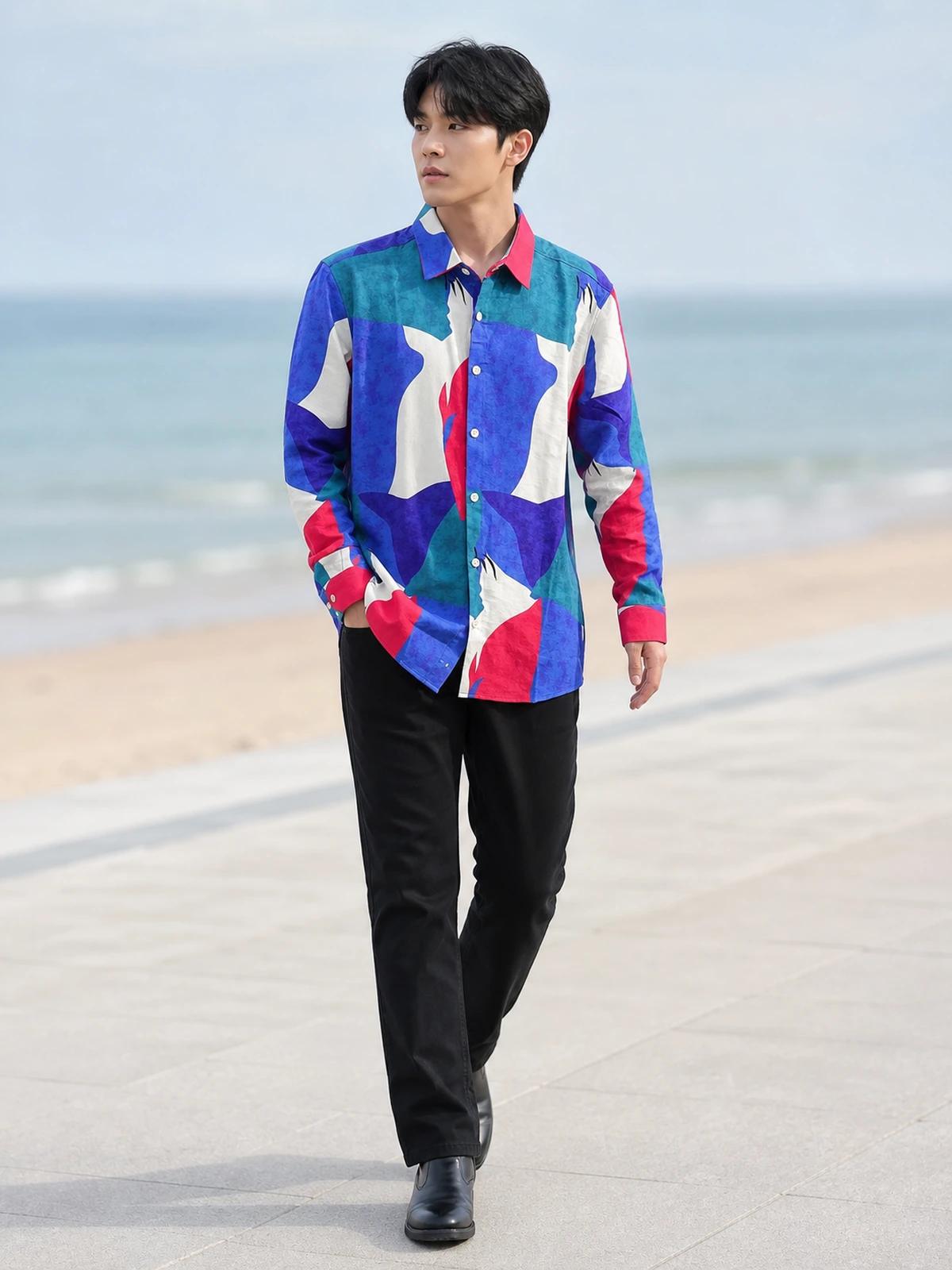 Blue & Red Statement Printed Shirt