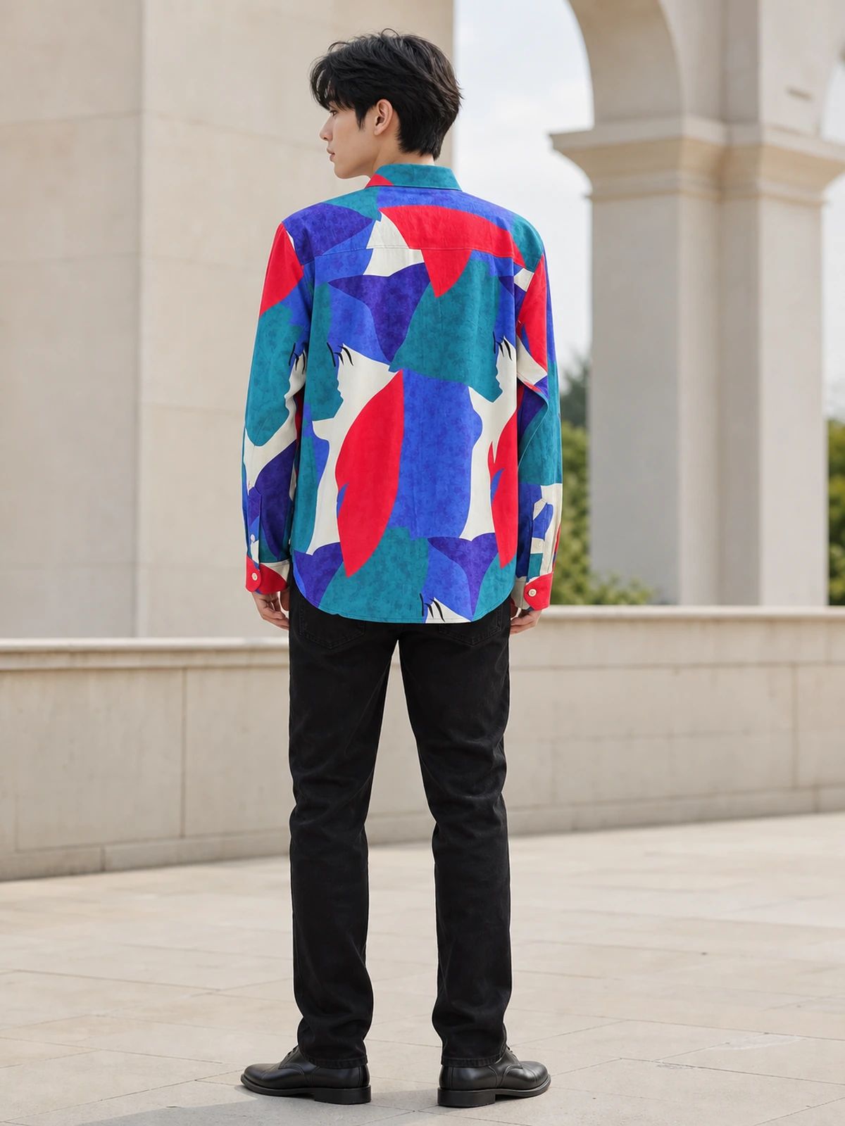 Blue & Red Statement Printed Shirt