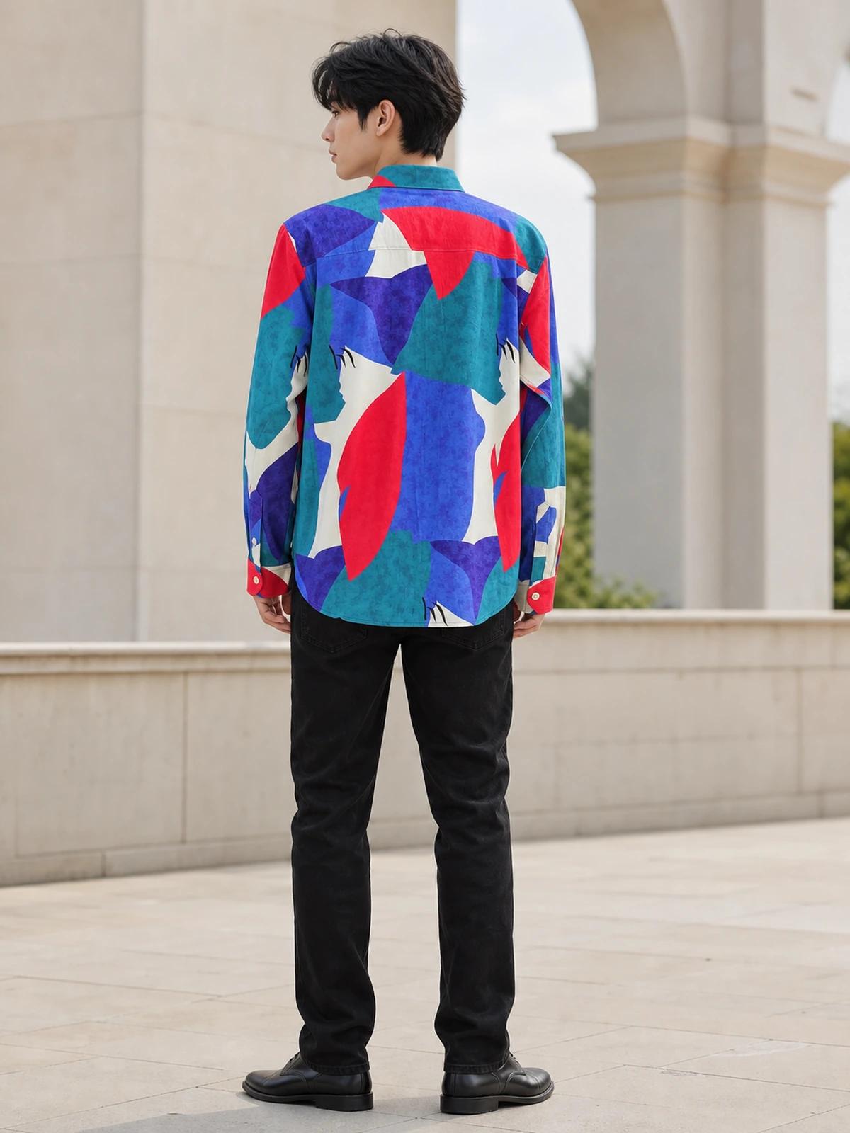 Blue & Red Statement Printed Shirt