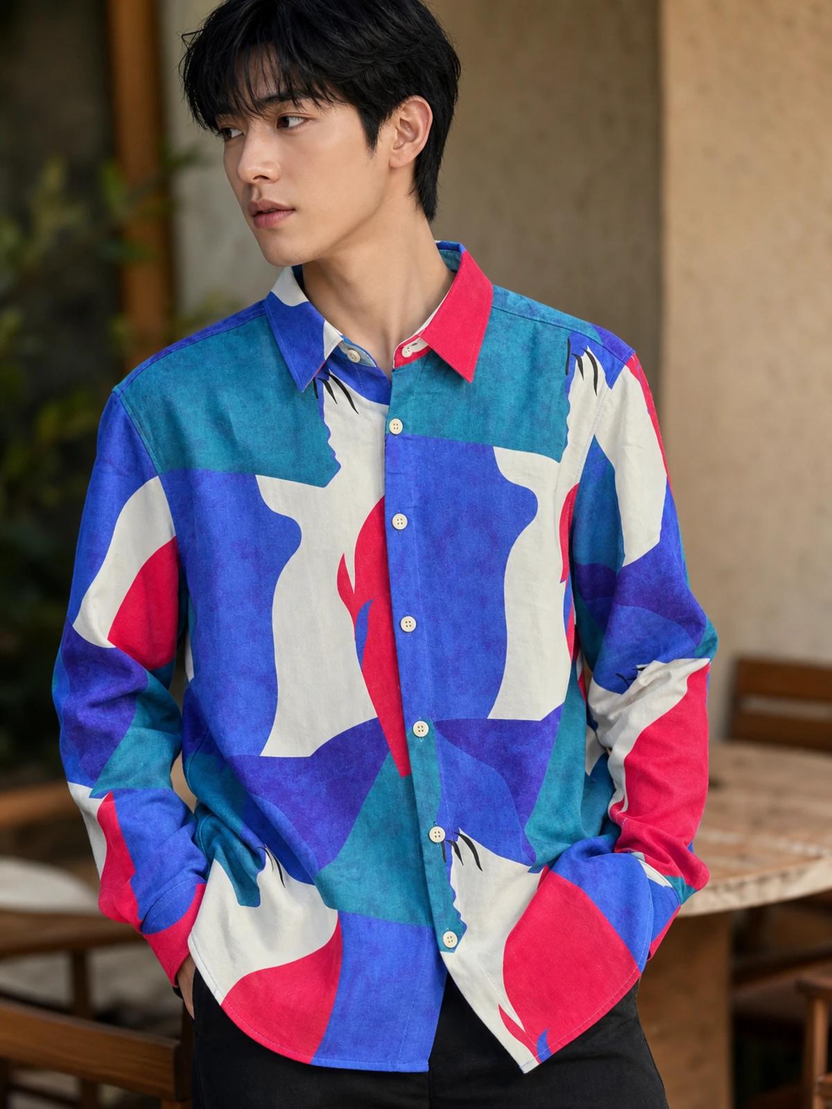 Blue & Red Statement Printed Shirt