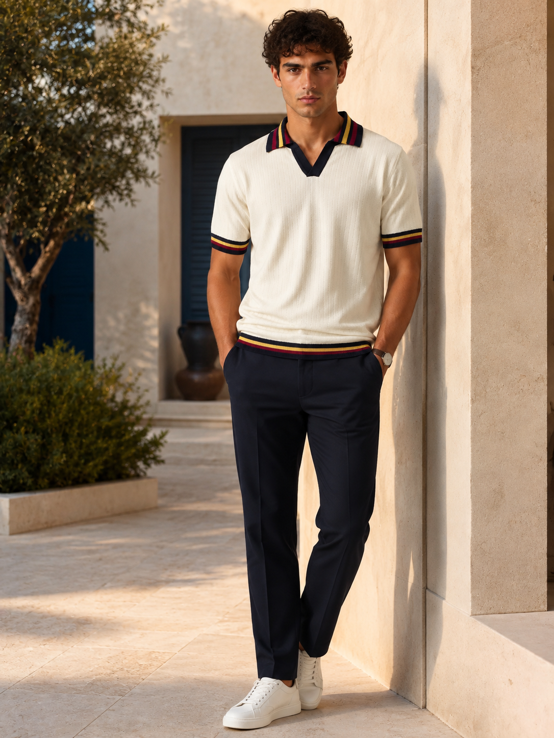 Cream Classic Polo T-Shirt